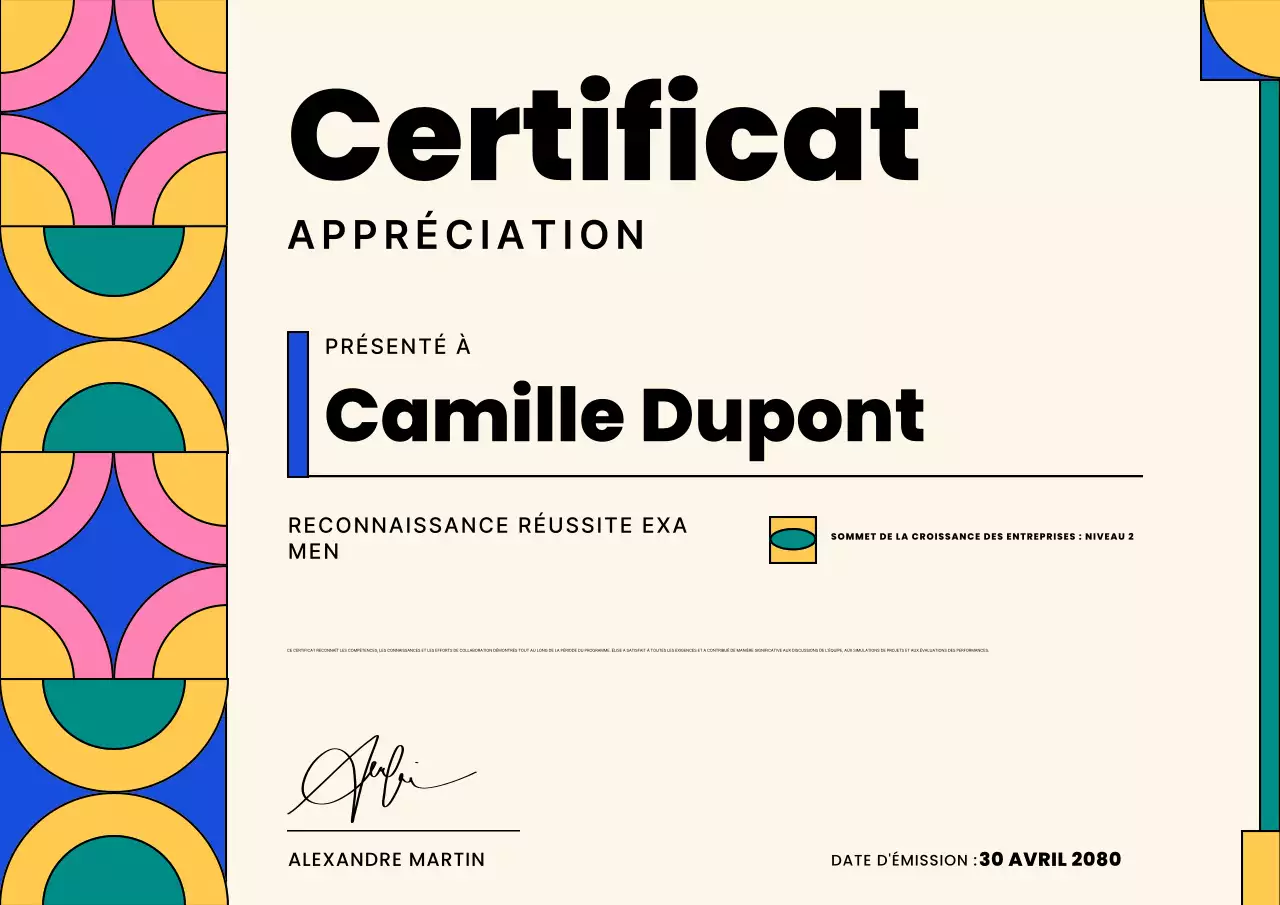 Affiche de certificat d'entreprise géométrique beige