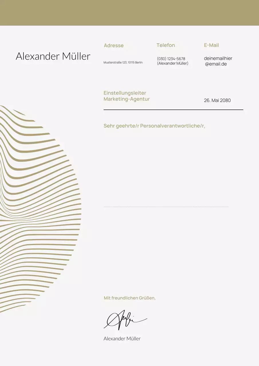 Minimalistisches Bewerbungsschreiben in Gold Poster