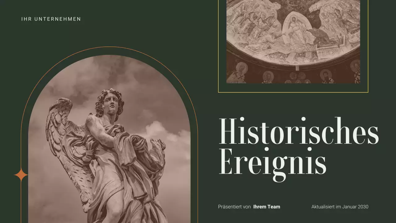 braune Vintage-Ankündigung eines historischen Ereignisses