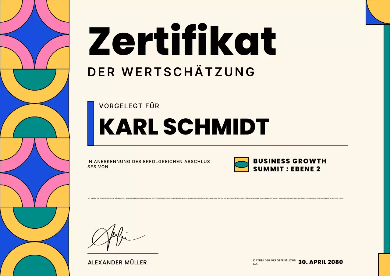 Beiges geometrisches Geschäftszertifikat Poster