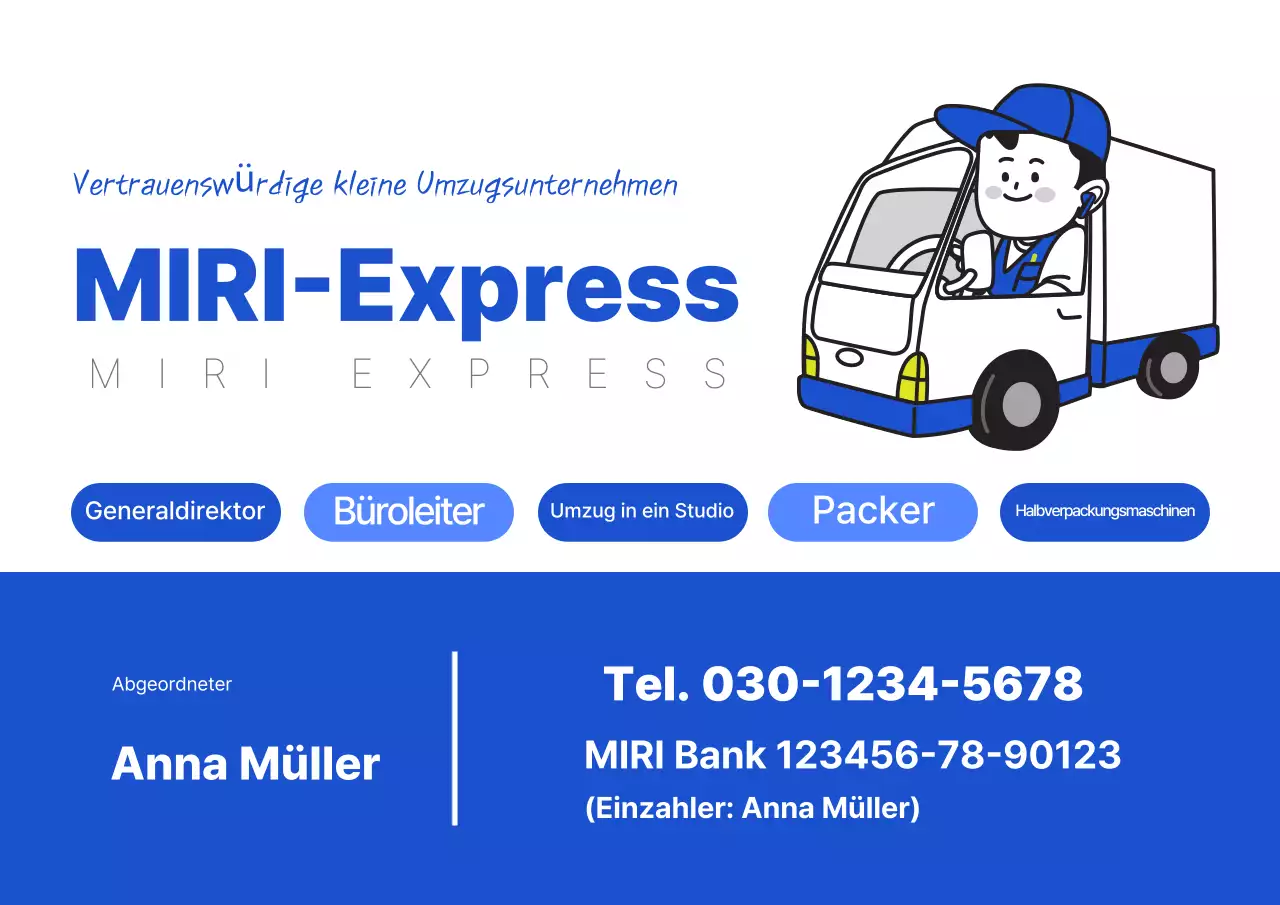 Anzeige des Umzugsservice Blue Clean