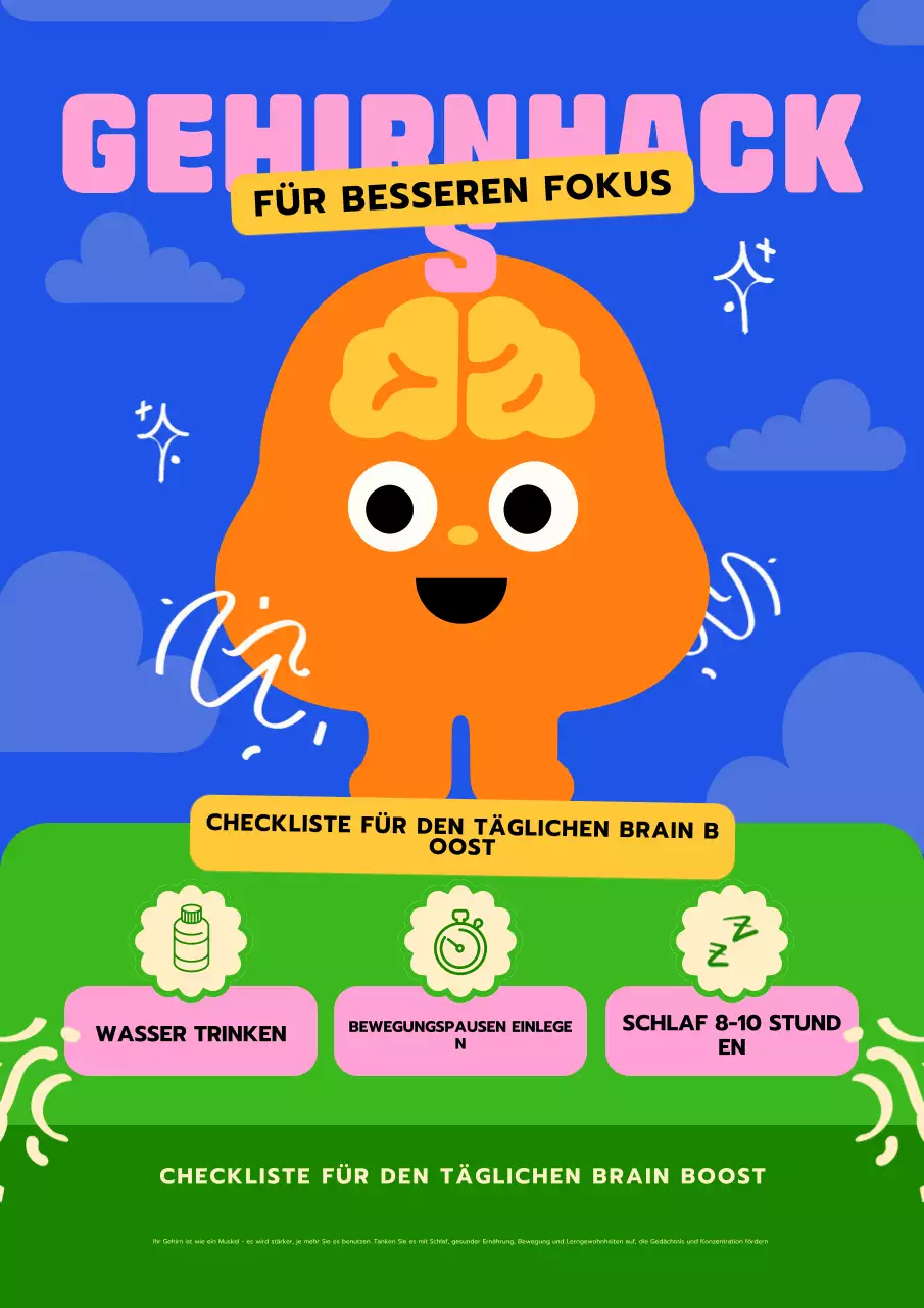 Farbenfrohes, modernes Poster zur Steigerung der Gehirnleistung