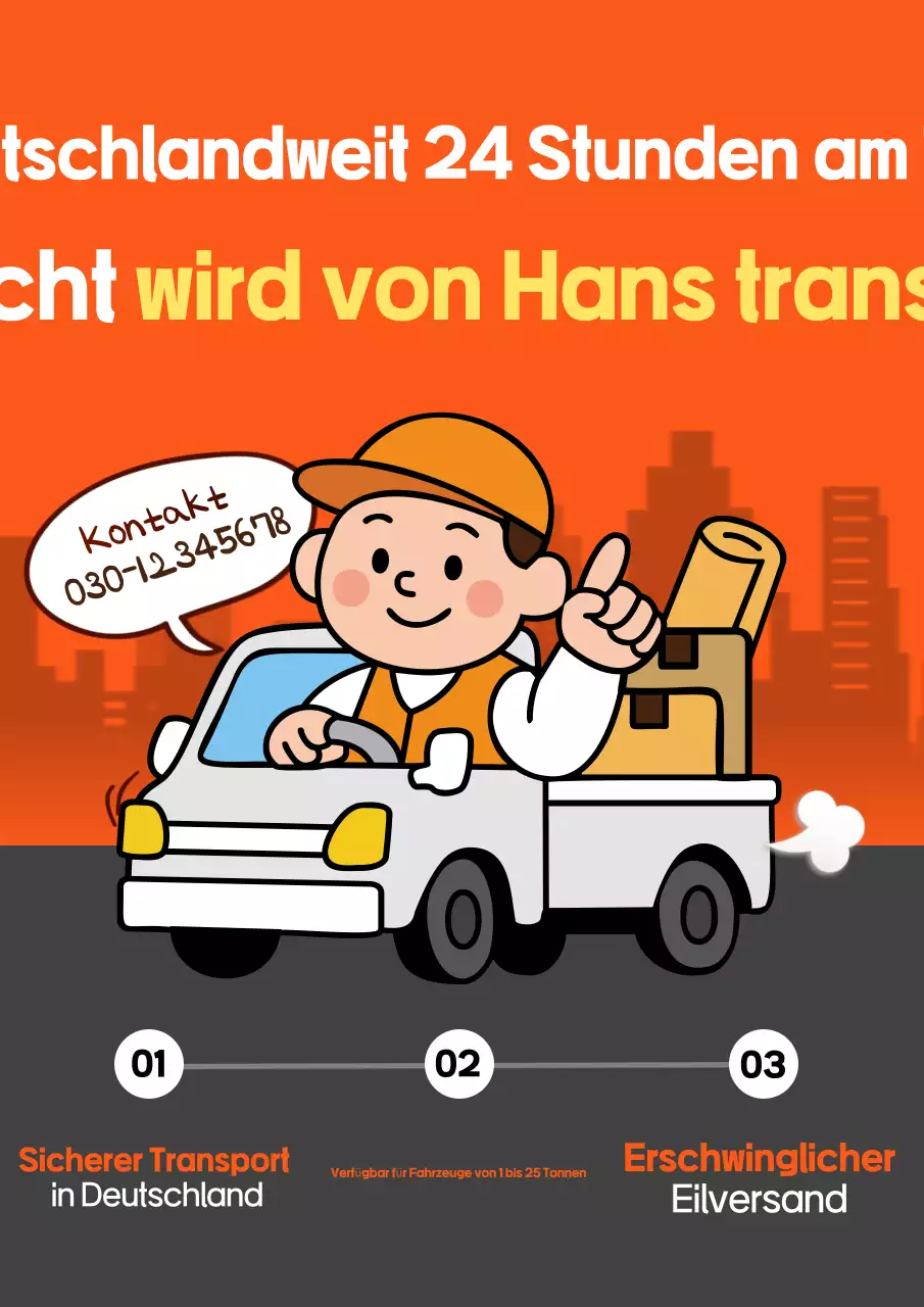 Orangefarbene Kitsch-Transportwerbung