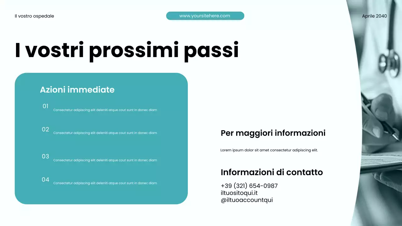 Presentazione sulla promozione della salute moderna in verde acqua