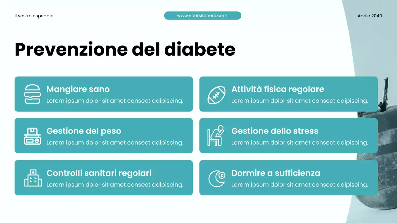 Presentazione sulla promozione della salute moderna in verde acqua