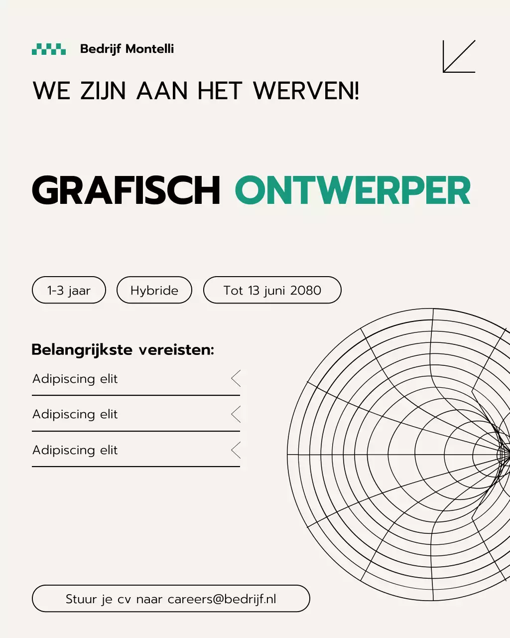 Beige moderne vacature-aankondiging Instagram-bericht