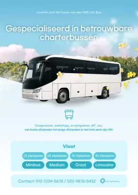 Advertentie voor schone reizen in de hemelsblauwe kleur