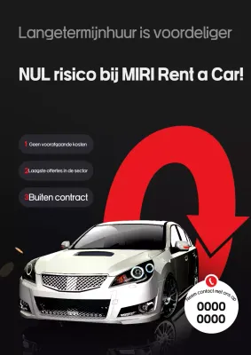 Advertentie voor zwarte moderne autoverhuur