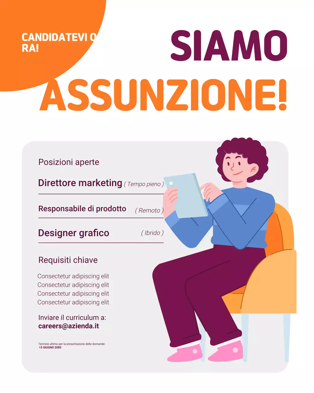 avviso di assunzione moderno arancione