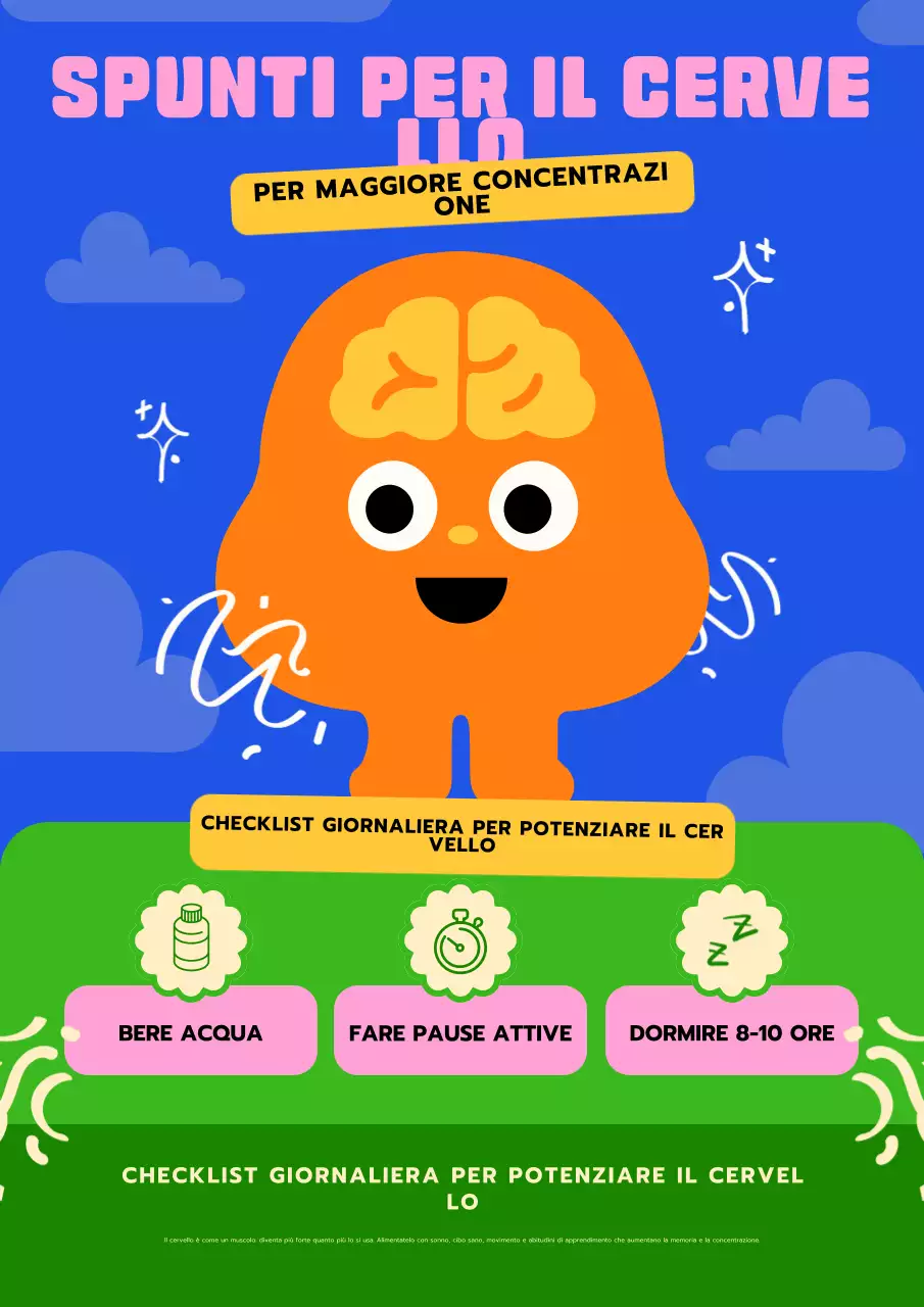 Poster colorato e moderno per potenziare le capacità cerebrali