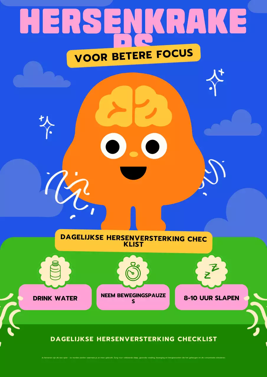 Kleurrijke moderne poster die de hersenkracht stimuleert