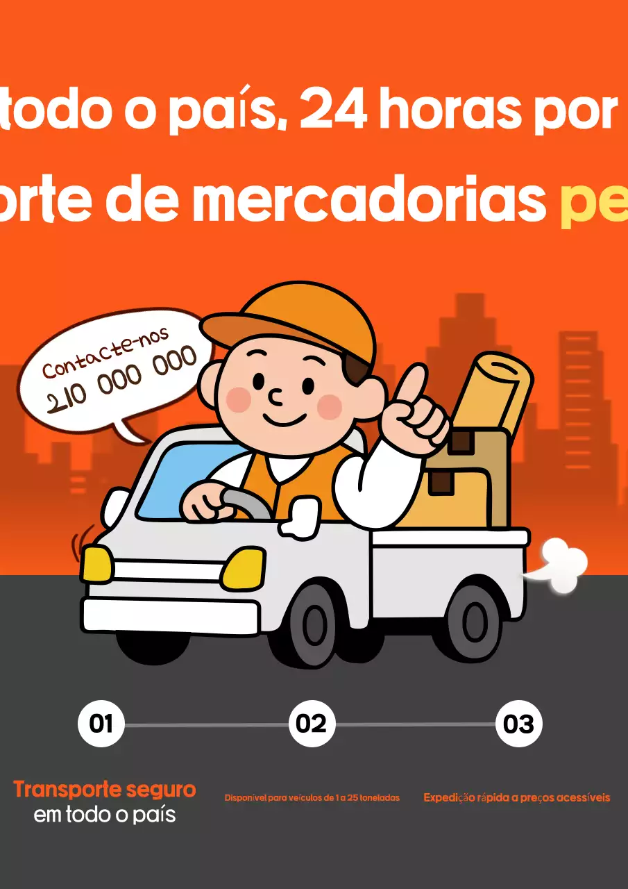 Anúncio de transporte laranja kitsch