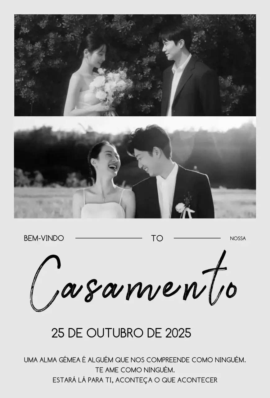 Convite de casamento elegante em preto e branco