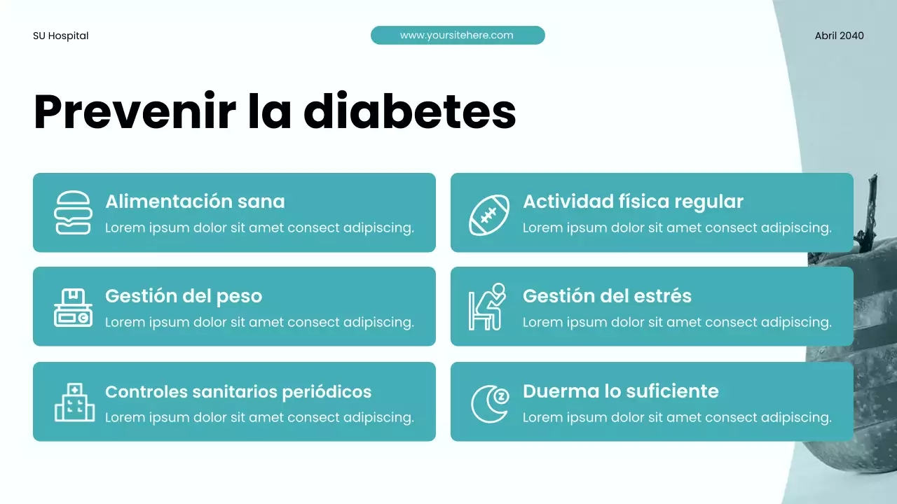 Presentación de promoción de la salud moderna en verde azulado