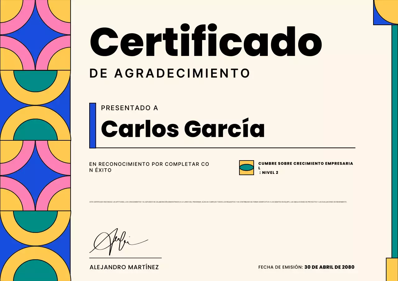 Póster de certificado empresarial geométrico beige