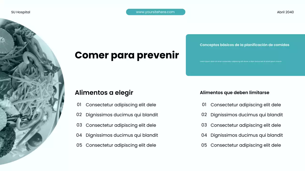 Presentación de promoción de la salud moderna en verde azulado