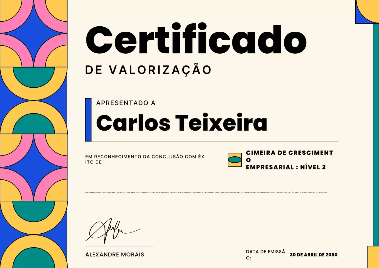 Pôster de Certificado Empresarial Geométrico Bege