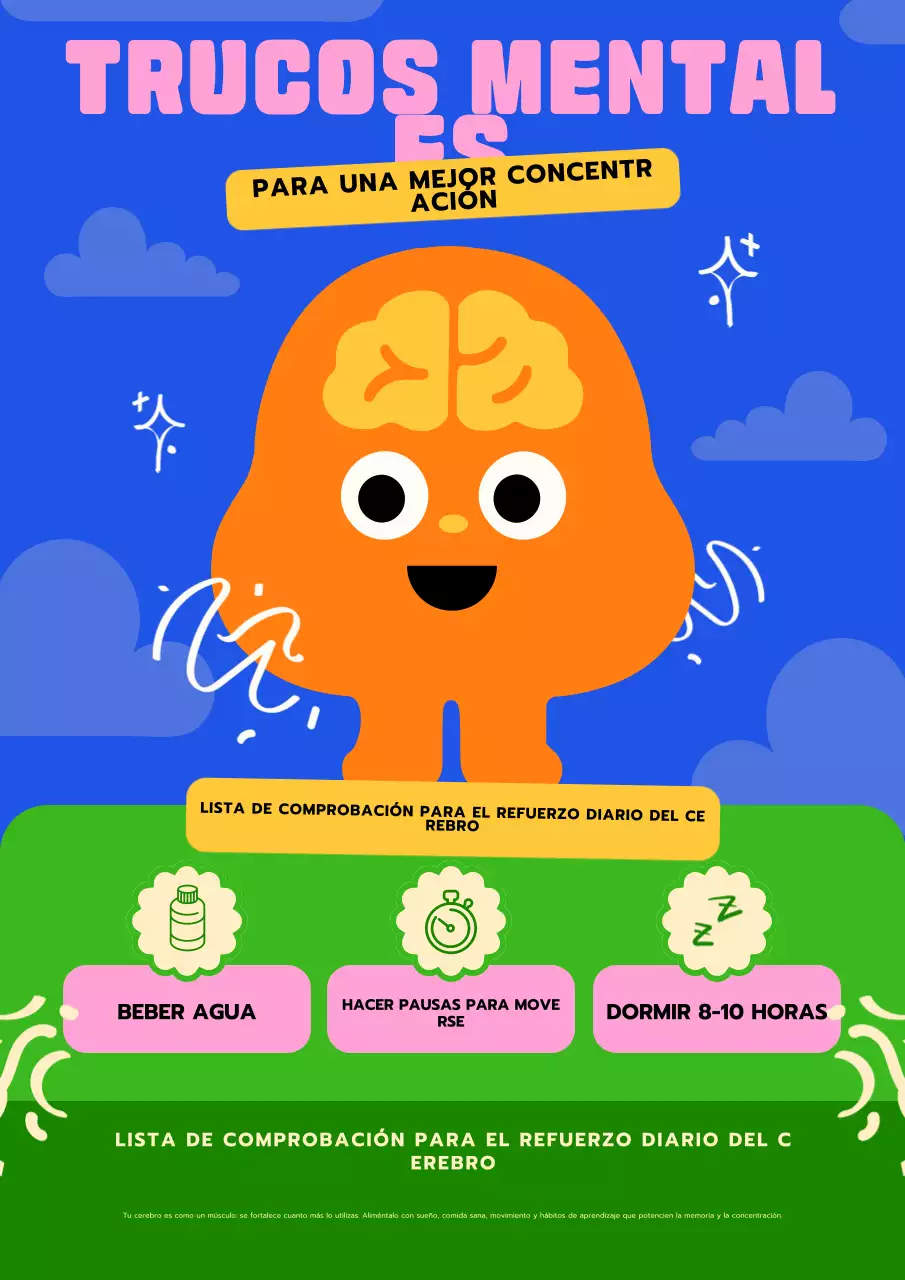 Póster moderno y colorido que potencia el cerebro