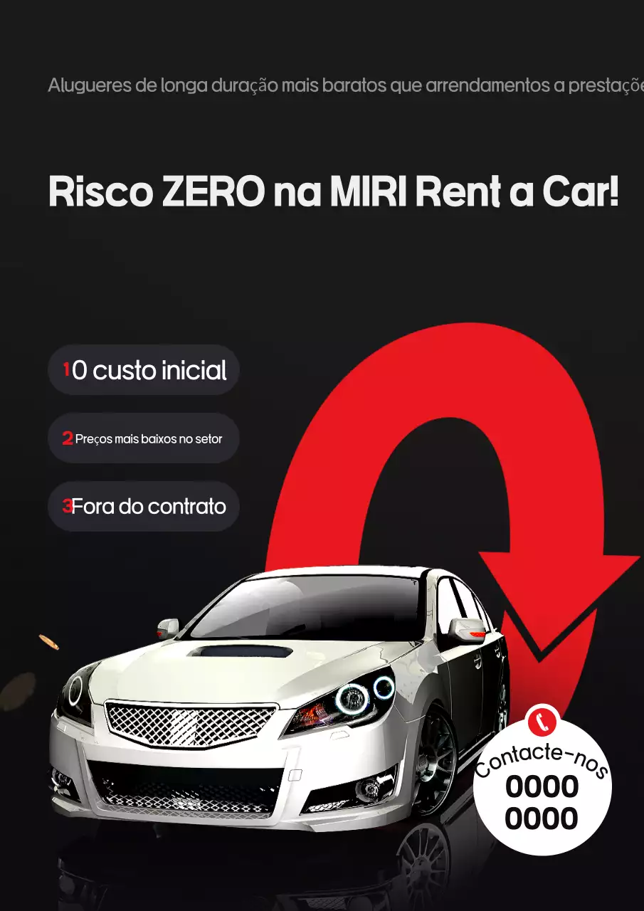 Anúncio de aluguel de carro moderno preto