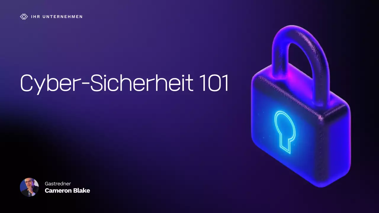 Lila Vortragspräsentation zur Cybersicherheit