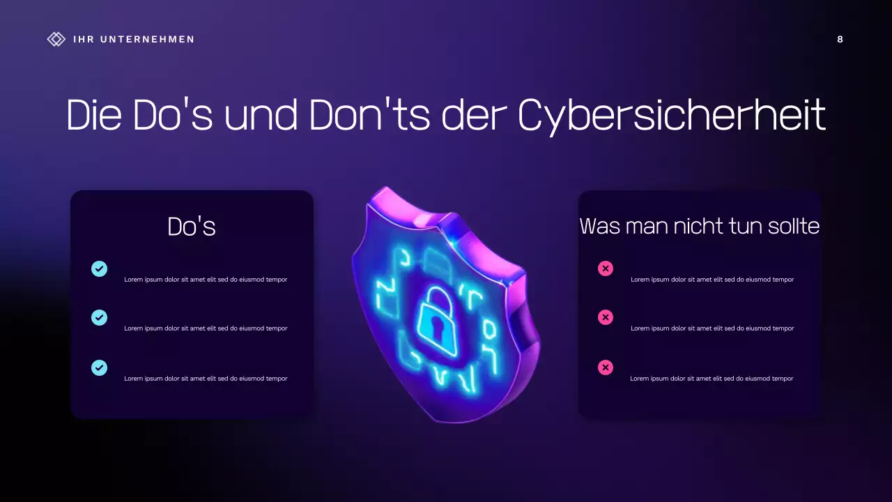 Lila Vortragspräsentation zur Cybersicherheit