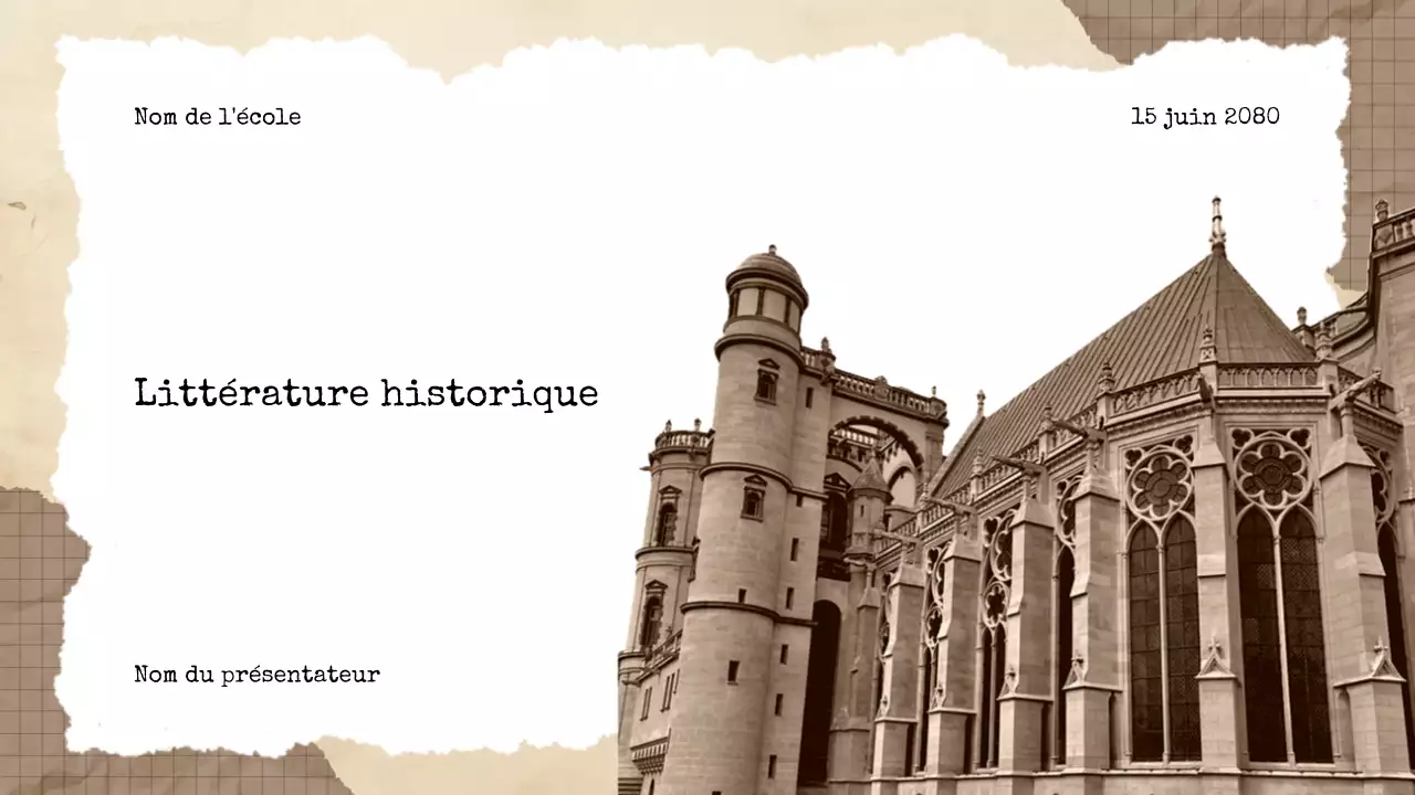 Présentation de littérature historique vintage beige