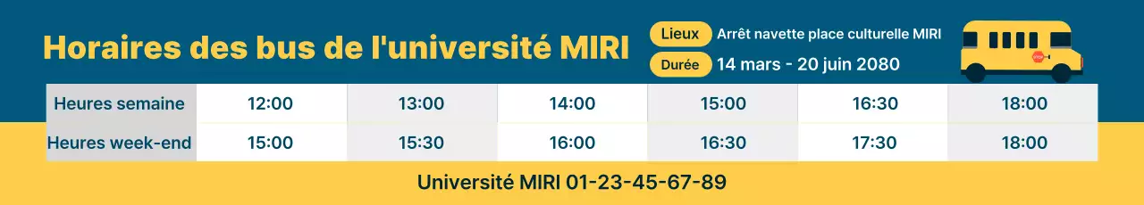 Guide des horaires de la navette universitaire Blue Clean