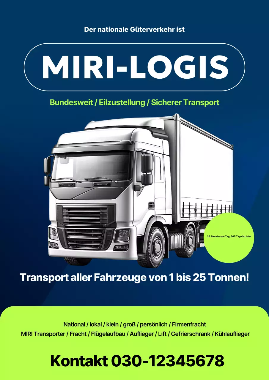 Blaue moderne Frachttransportwerbung