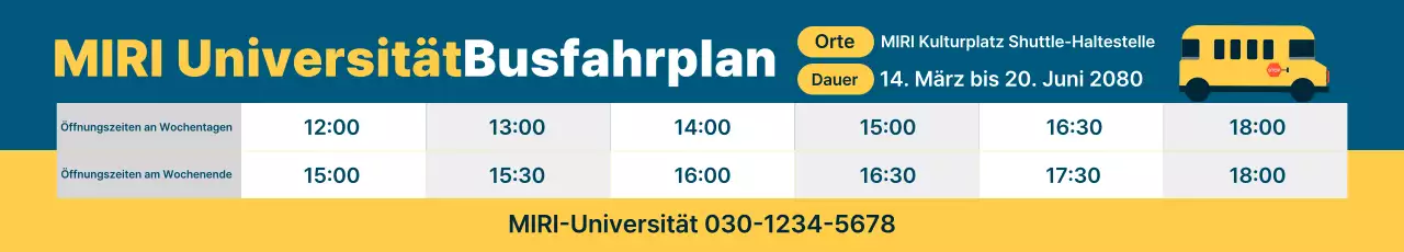 Fahrplan für den Shuttlebus der Blue Clean University