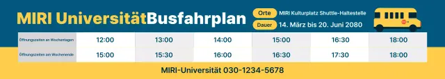 Fahrplan für den Shuttlebus der Blue Clean University