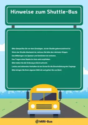 Hinweise zur Nutzung des Sky Blue Clean Shuttle Busses