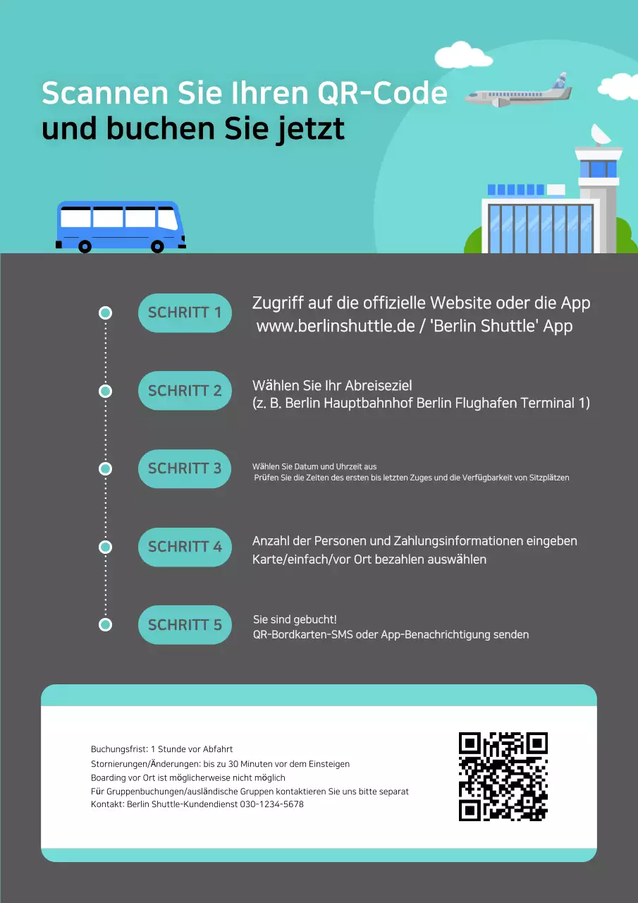 Hinweis zur Reservierung des Sky Blue Modern Airport Shuttle Bus