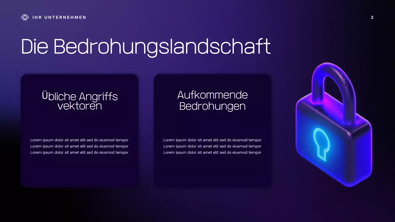 Lila Vortragspräsentation zur Cybersicherheit