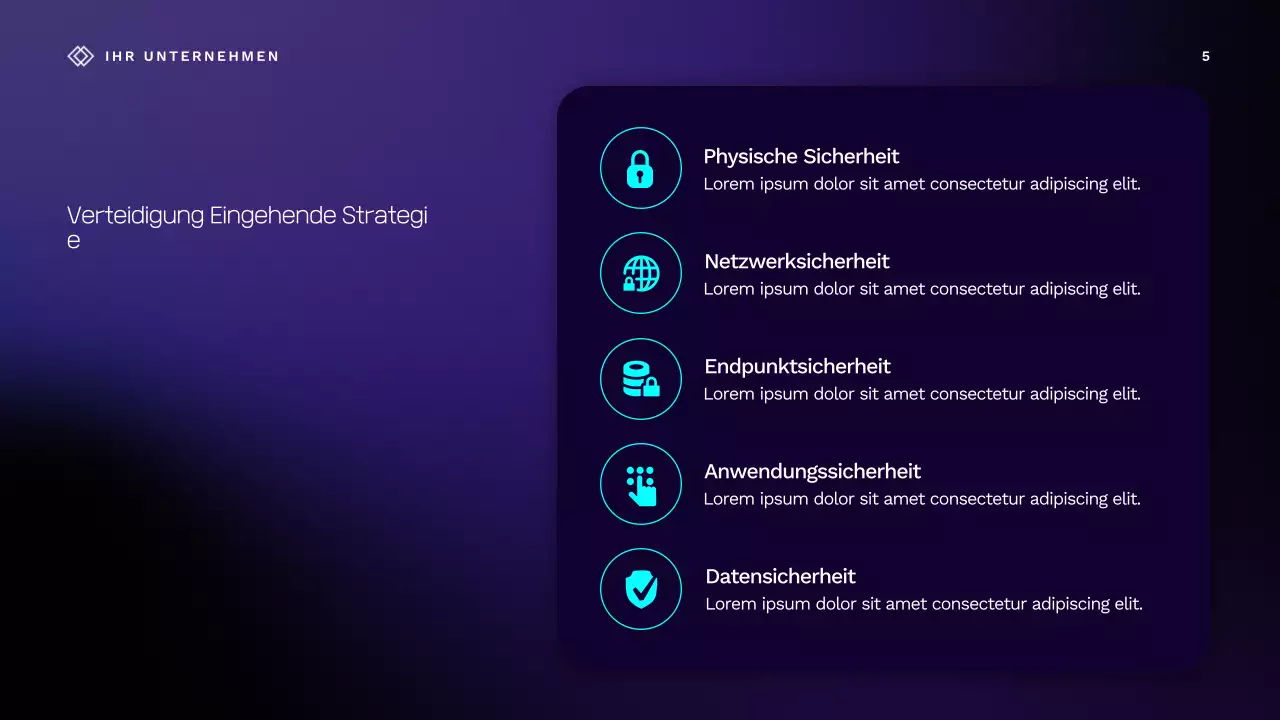 Lila Vortragspräsentation zur Cybersicherheit