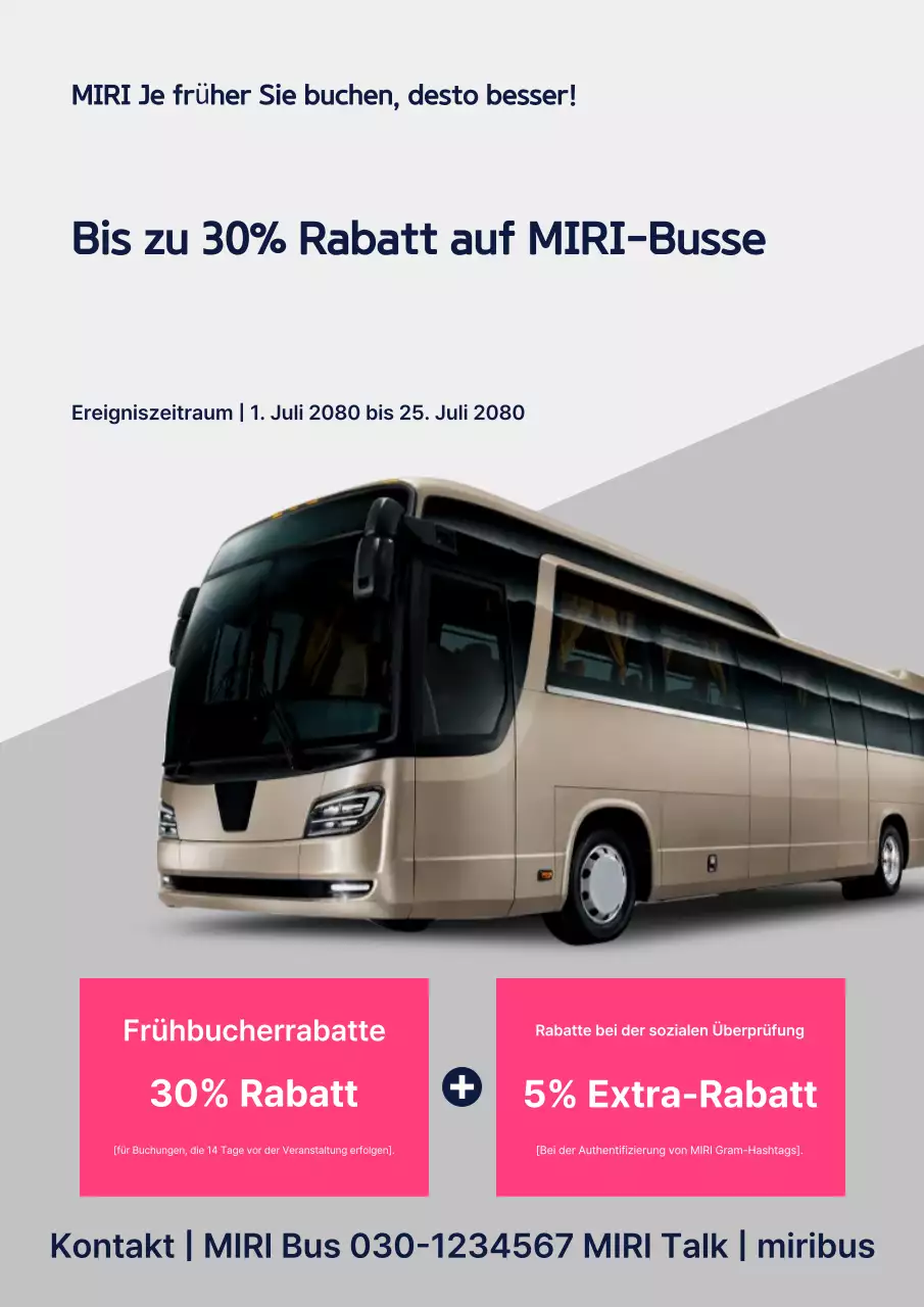 Pink Modern Charter Bus Rabattaktion
