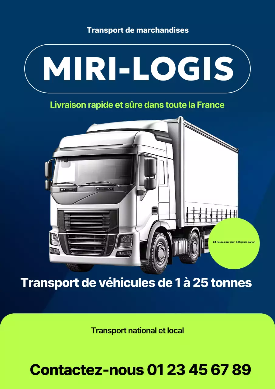 Publicité sur le transport de marchandises moderne bleu