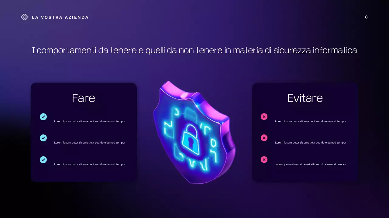 Presentazione della lezione sulla sicurezza informatica viola