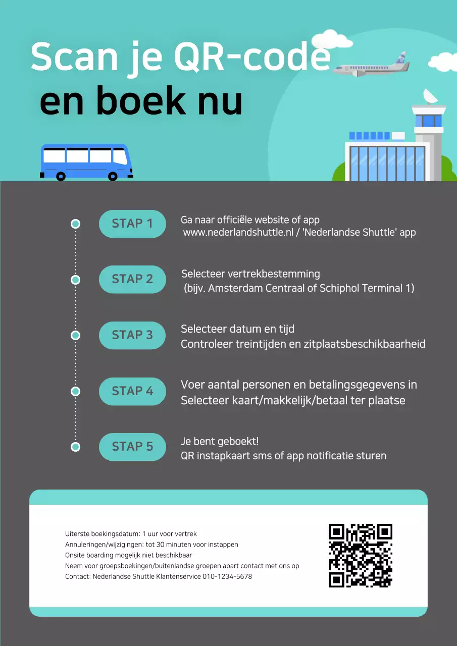 Mededeling over reservering van Sky Blue Modern Airport Shuttle Bus