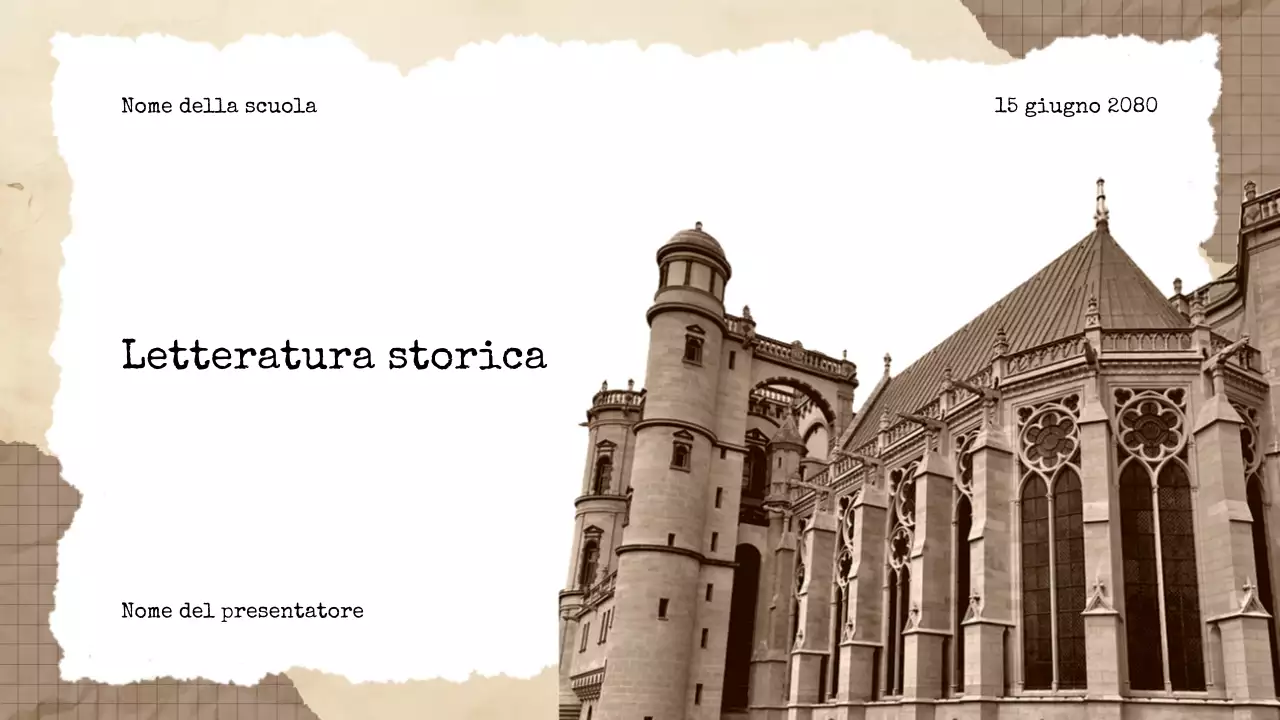 Presentazione della letteratura storica vintage beige