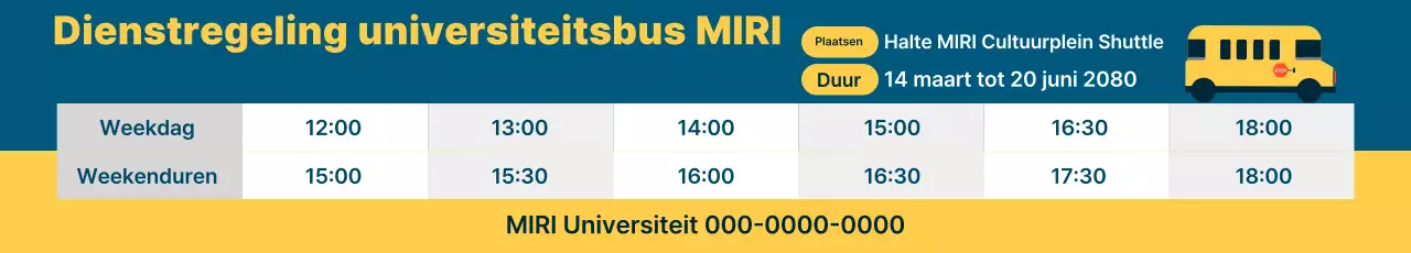 Dienstregeling Blue Clean University Shuttle Bus