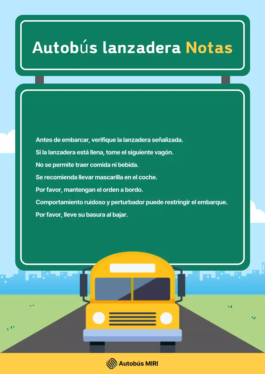 Instrucciones para utilizar el autobús lanzadera Sky Blue Clean