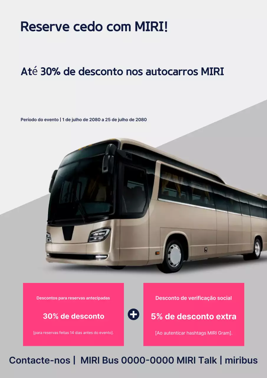 Evento de desconto em ônibus fretado Pink Modern