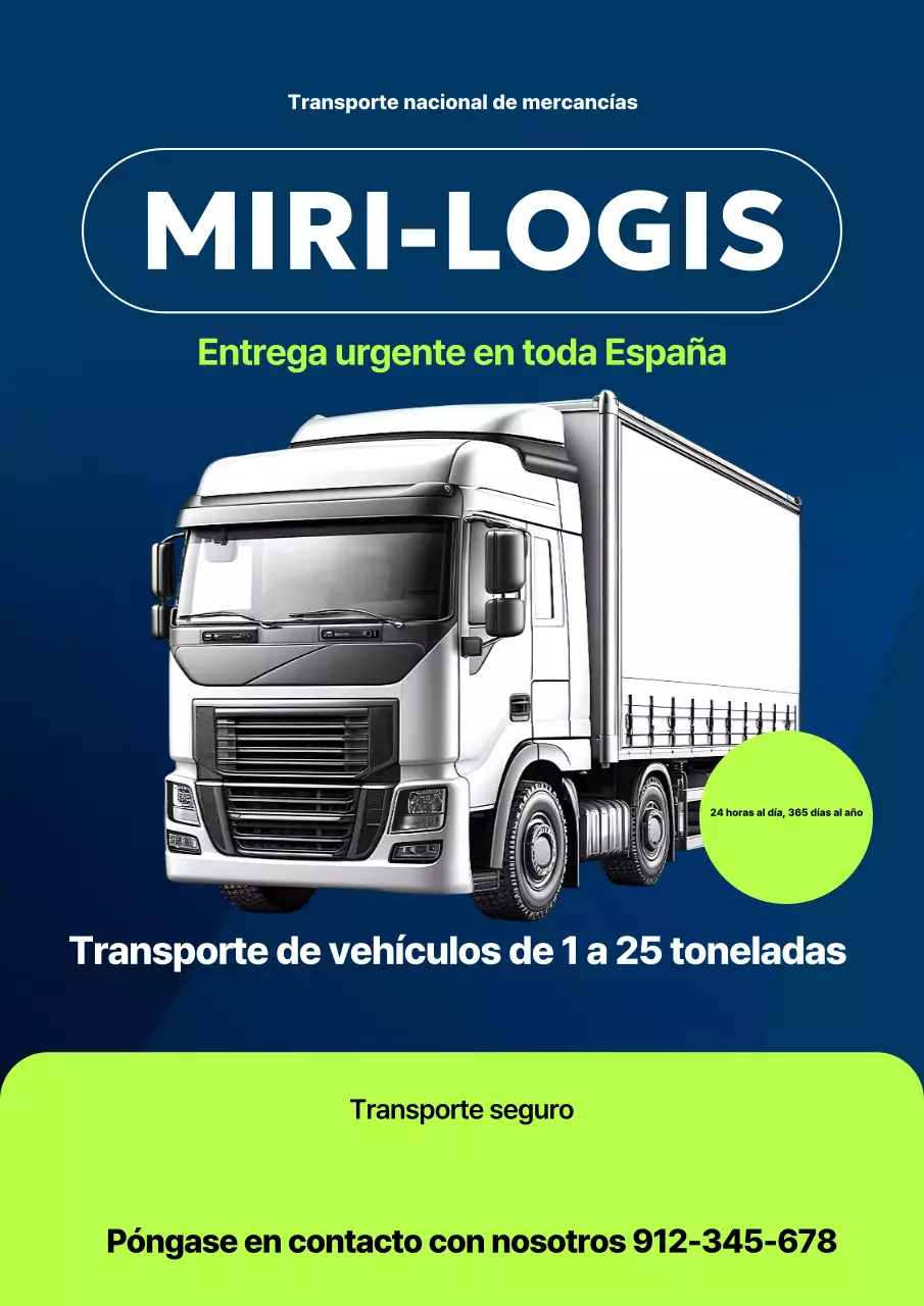 Anuncio de transporte de carga moderno azul