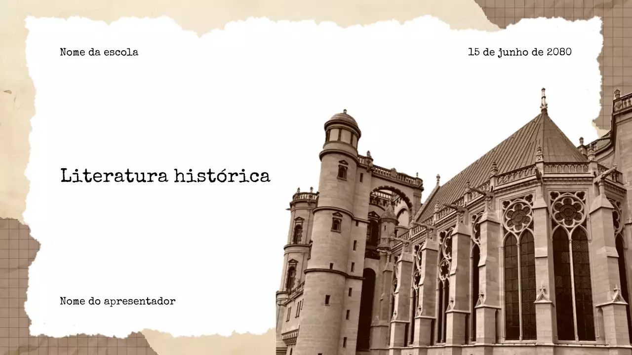 Apresentação de Literatura Histórica Vintage Bege
