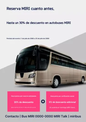 Evento de descuento para autobuses charter modernos de color rosa