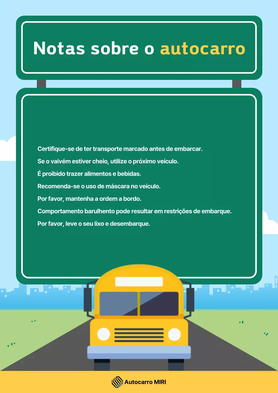 Instruções para usar o ônibus Sky Blue Clean Shuttle