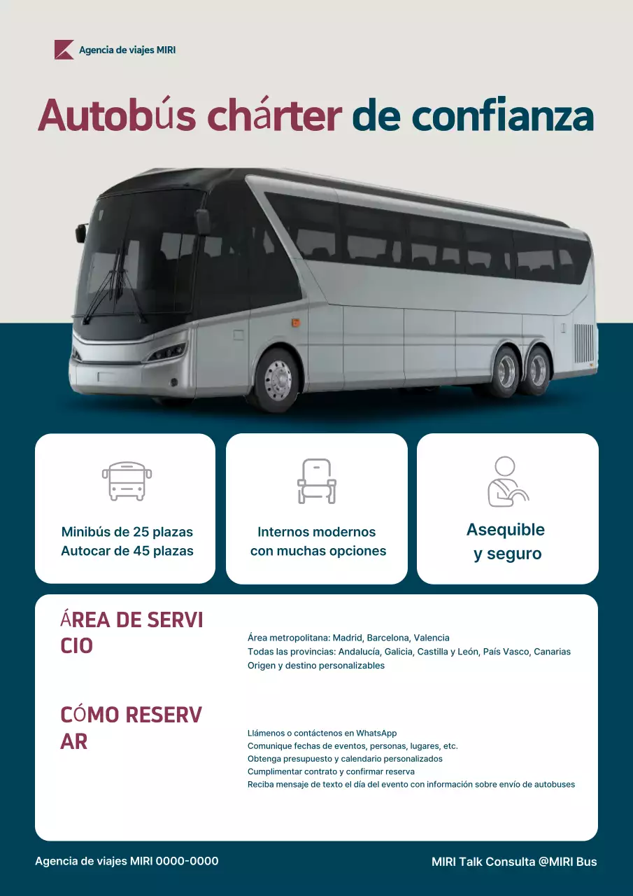 Anuncio de autobús chárter de la agencia de viajes Sky Blue Simple