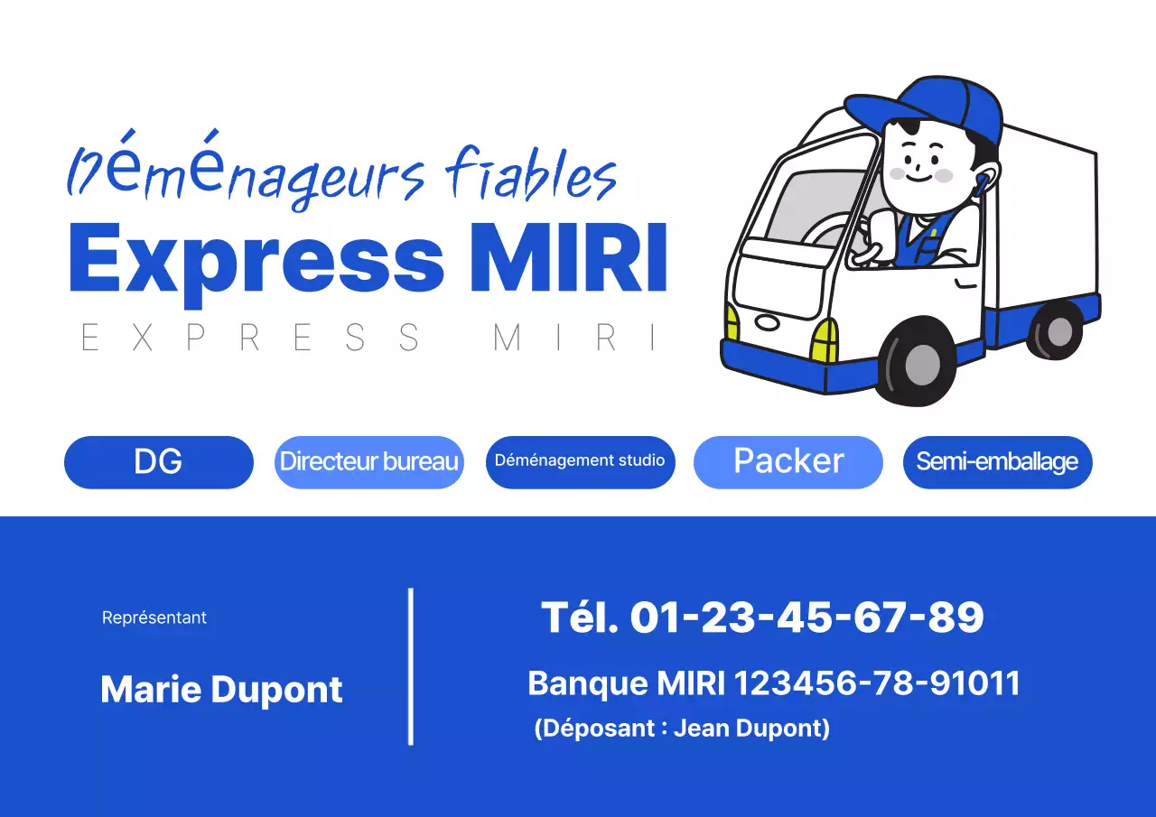 Publicité du service de déménagement Blue Clean