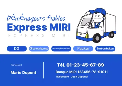 Publicité du service de déménagement Blue Clean