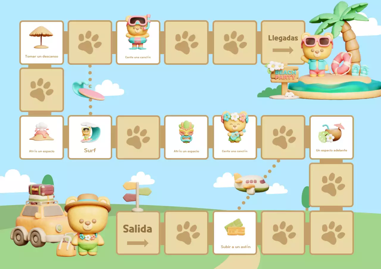 Materiales educativos del juego de mesa Sky Blue Baby